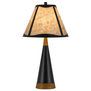 English Elm 30 Inch Art Deco Table Lamp with Mica Shade Rubberwood Base and Three Way Switch B056P215244