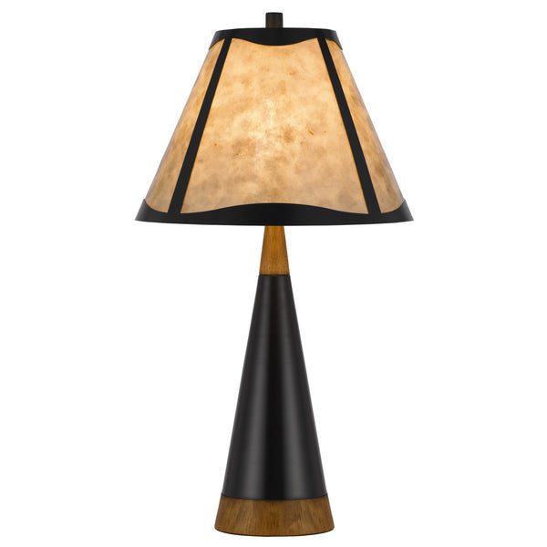 English Elm 30 Inch Art Deco Table Lamp with Mica Shade Rubberwood Base and Three Way Switch B056P215244