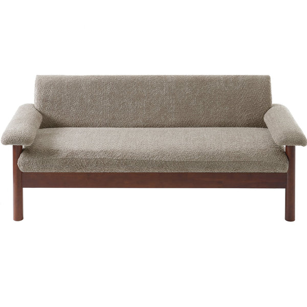 English Elm Modern Berber Fleece 2 Seat Loveseat Rubberwood Base Plush Armrest Couch for Apartments Brown N763S000050D
