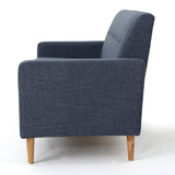 Christopher Knight Home® - Noble House - Sawyer Mid Century Modern Dark Blue Fabric 3 Seater Sofa