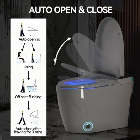 English Elm Smart Toilet with Auto Open Seat Heated Bidet Warm Dryer and Night Light W3133P384796