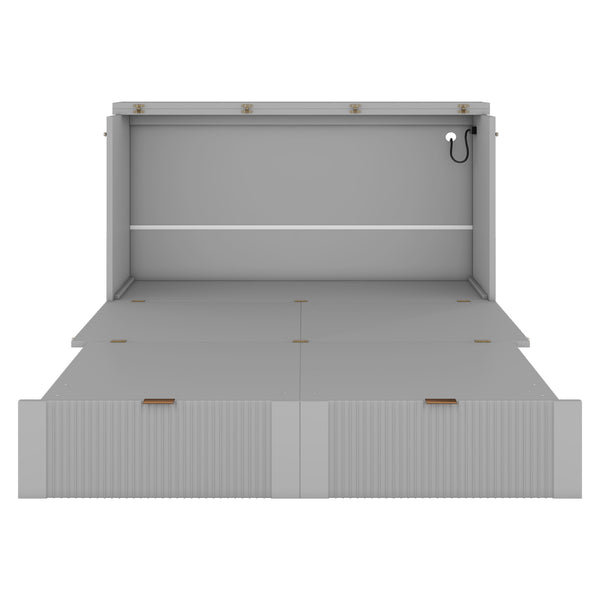 English Elm 1/3 Full Size Wall Bed with Drawer Usb Ports and Pulley Cabinet for Studio Rooms WF319851AAE