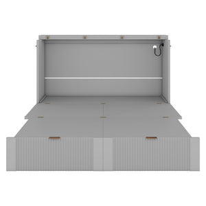 English Elm 2/3 Full Size Murphy Bed Cabinet with Usb Ports Drawer and Piston Lift Mechanism WF319852AAE