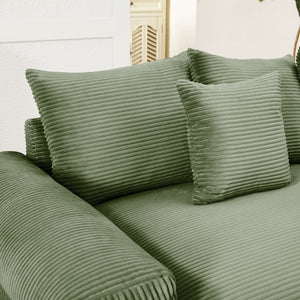 English Elm 170"Oversized Cloud Modular L-Shape Sectional Couch - Plush Corduroy, Ergonomic, 12 Pillows, Green W714S01336