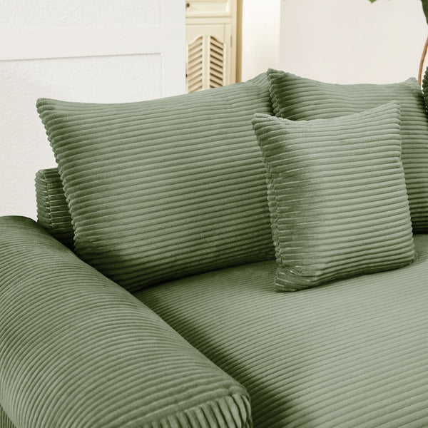 English Elm 170"Oversized Cloud Modular L-Shape Sectional Couch - Plush Corduroy, Ergonomic, 12 Pillows, Green W714S01336