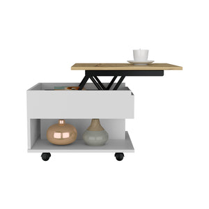 English Elm Luanda Lift Top Coffee Table with Casters & Lock, Multicolor Engineered Wood, Hidden Storage, Open Shelf B200P188809