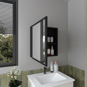 English Elm Medicine Compact Wall Cabinet with Mirror Door, Engineered Wood Storage, Durable, Space-Saving Design Black 27.17 L x 24.8 W x 4.33 H B097P250885