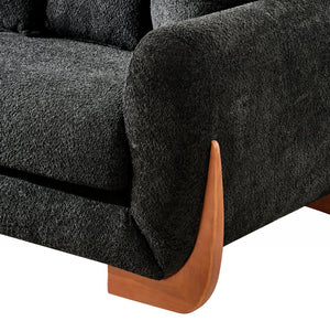 English Elm Modern 3-Seater Sofa with Wooden Legs, Lambswool Cushions & Sturdy Frame for Stylish Living Spaces Black W2817P271192