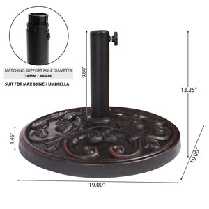 English Elm Christopher Knight Home® - GOBI Resin Umbrella Base Bronze Finish – Weather-Resistant Patio Poolside Holder, Fits 38–48mm Pole N775P256429B