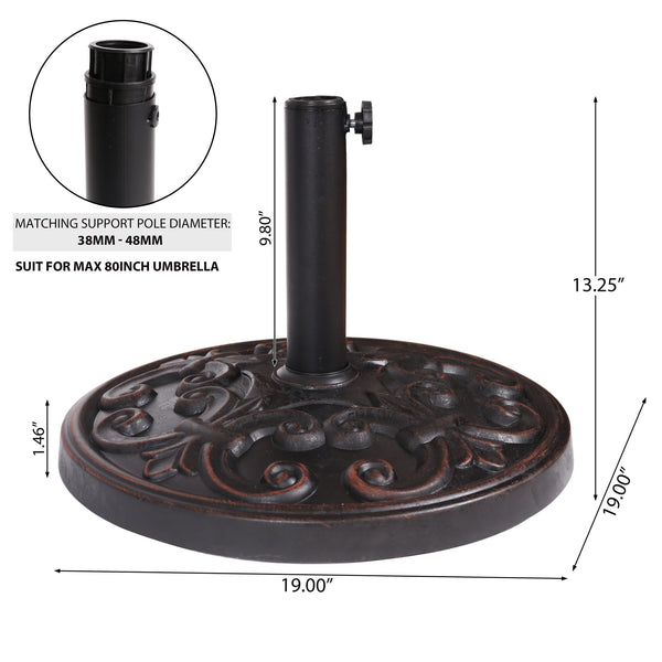 English Elm Christopher Knight Home® - GOBI Resin Umbrella Base Bronze Finish – Weather-Resistant Patio Poolside Holder, Fits 38–48mm Pole N775P256429B
