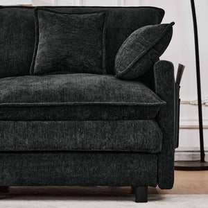 English Elm 101.9-inch Chenille Modular Sofa with Movable Footstool for Living Room Comfort Black W288S00032