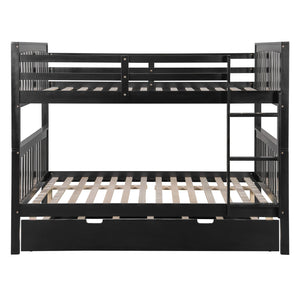 English Elm Full Over Bunk Bed with Twin Trundle Solid Pine Frame Gray Convertible LT100204AAP-1