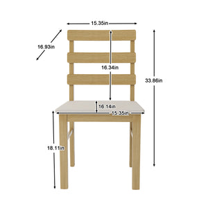 English Elm For Scandinavian Dining Chair Set Upholstered Seat Wooden Frame Three Slat Back Sleek Modern Design, 275LB Capacity Beige W395P316336