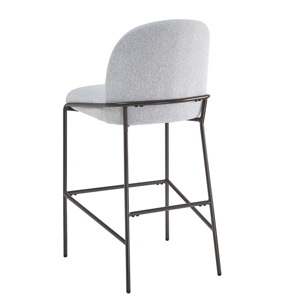 English Elm Christopher Knight Home® - Galen Upholstered Metal Barstool Set of 2 with Plush Stain-Resistant Fabric, Ergonomic Modern Design Gray N775P290453G