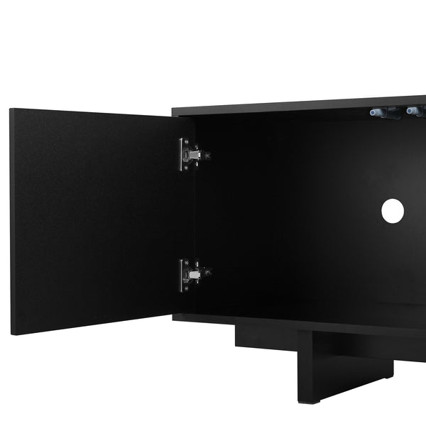 English Elm Retro Wood Grain Media Console Wavy Door Cabinet for Living Room Tvs 75 In N721P379534B