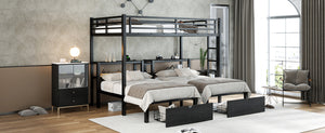English Elm Twin Triple Bunk Bed Metal L-shaped Frame Sleeps Three Kids White Finish W1580S00480