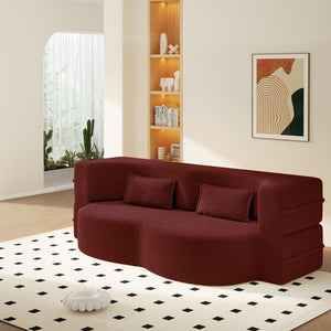 English Elm Modern Corduroy Floor Sofa Foldable Twin Sleeper Foam Filled for Dorms and Playrooms Burgundy W1885P446604