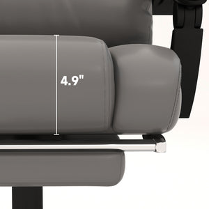 English Elm Vinsetto High Back Massage Office Chair with 6-Point Vibration, 130° Recline, Footrest, Gray Faux Leather W2225P173840