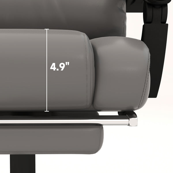 English Elm Vinsetto High Back Massage Office Chair with 6-Point Vibration, 130° Recline, Footrest, Gray Faux Leather W2225P173840