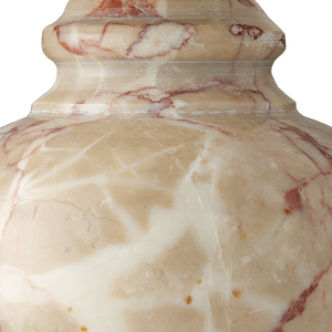 Piccolo Tan Mini Table Lamp - Vintage-Inspired Pink Marble Design with Off-White Linen Shade