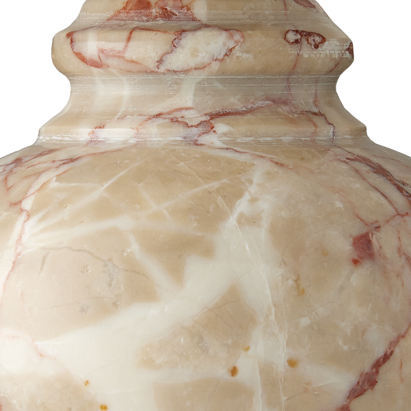 Piccolo Tan Mini Table Lamp - Vintage-Inspired Pink Marble Design with Off-White Linen Shade