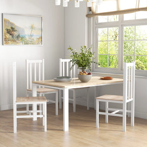 English Elm Homcom Farmhouse Armless Dining Chairs, Set Of 4 With Slat Back, White