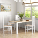 Farmhouse Dining Chairs Set of 4 in White with Slat Backs by Homcom