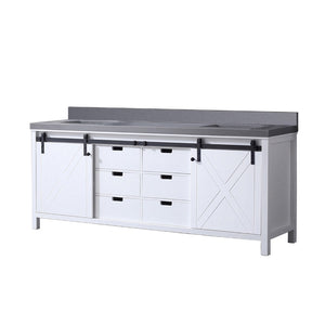 English Elm White Double Bath Vanity With Grey Quartz Countertop – Elegant Design, Ample Storage & Soft-Close Drawers B2731P260078-GIGA