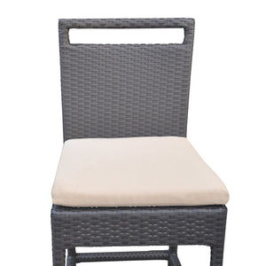 English Elm Luvien Outdoor Wicker Barstool Brown with Tall Back, Aluminum Frame, Water‑Resistant Beige Cushion B2736P268523