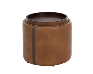 Sunpan BORELLI Storage Ottoman - Stylish Tobacco Tan Faux Leather & Autumn Chestnut Design for Versatile Use 109905V