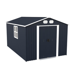 English Elm Campcraft 8x12 Outdoor Metal Storage Shed Lockable Weatherproof Backyard Tool House Dark Gray W1598S00042