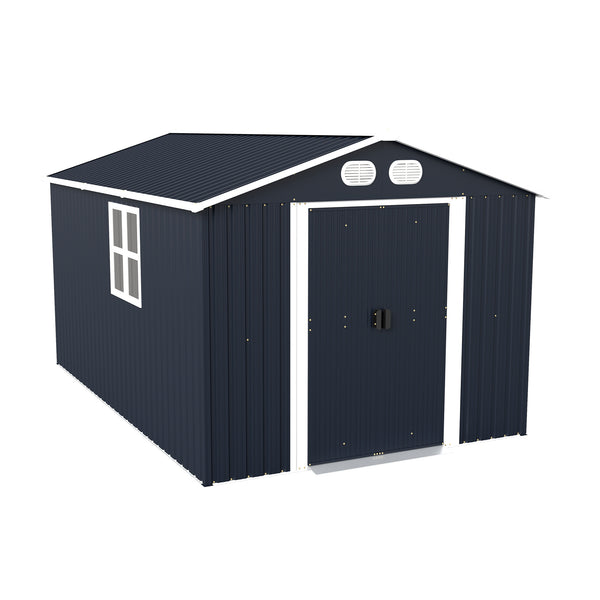English Elm Campcraft 8x12 Outdoor Metal Storage Shed Lockable Weatherproof Backyard Tool House Dark Gray W1598S00042