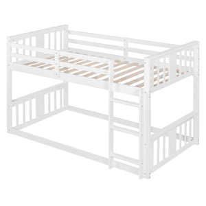 English Elm Twin Over Bunk Bed Solid Pine Frame Gray Finish with Guardrail for Kids N708P429640K