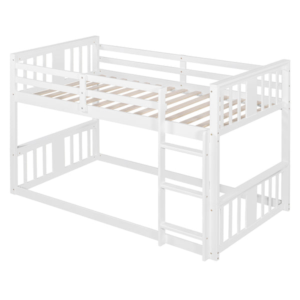 English Elm Twin Over Bunk Bed Solid Pine Frame Gray Finish with Guardrail for Kids N708P429640K