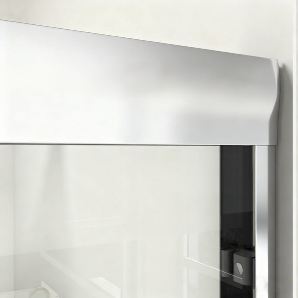 English Elm 56-60 in Semi-frameless Bypass Shower Door Matte Black Tempered Glass Walk-in Chrome W1573P239437
