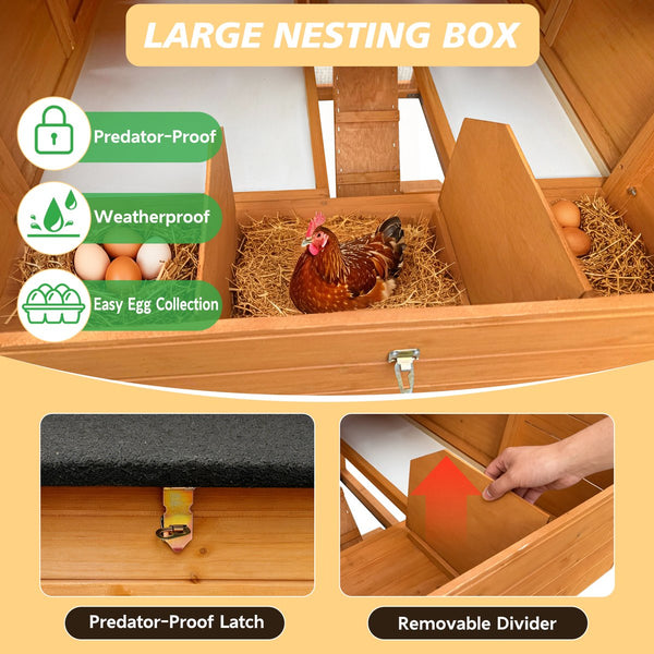 English Elm Chicken Coop Outdoor Backyard Habitat with Nesting Boxes Perch Rail and Weatherproof Roof W3166S00001