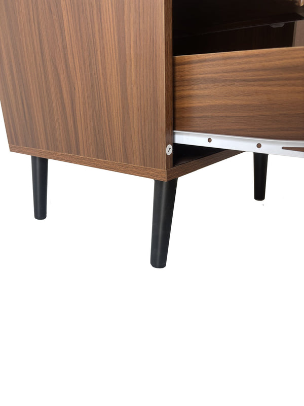 English Elm Wooden Coffee Nightstand with 2 Drawers for Bedroom Storage, Durable Engineered Wood, Compact Design W2139P306392