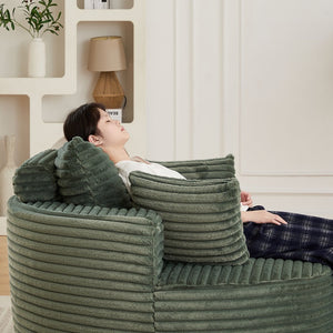 English Elm 50"l Corduroy Oversized Sleeper Chair with Neck Pillow Support for Lounge or Bedroom Green W834P405866