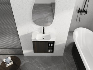 English Elm 24'' Floating Wall Mounted Bathroom Vanity with Ceramic Sink and Soft Close Cabinet Dark Oak W999P426634
