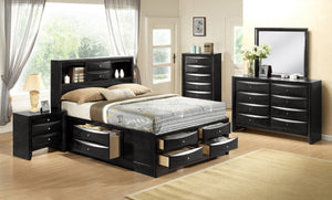 English Elm 1Pc Contemporary King Captain'S Platform Bed With Storage - Stylish Solid Wood Design In Black Finish B011S01469