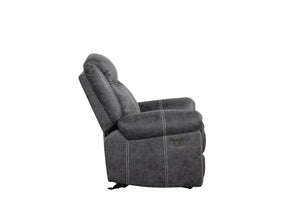 English Elm Zubaida Dark Gray Microfiber Power Motion Glider Recliner with USB, Pocket Coil Seat, 138° Recline B2726P283803