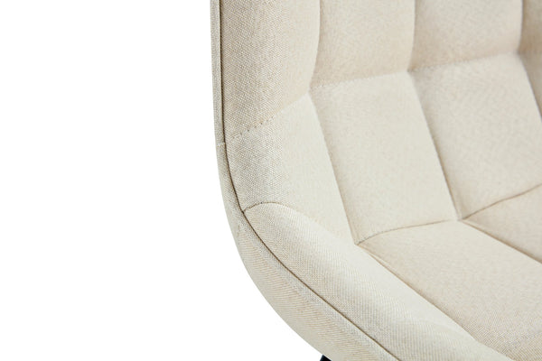 English Elm Modern Creamy White Fabric Dining Chair With Grid Pattern - Stylish, Comfortable & Durable Design W370P207345