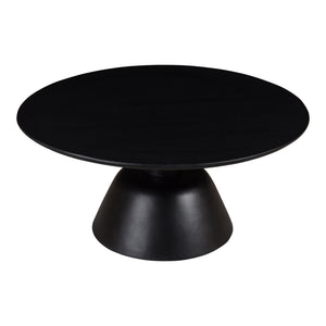 English Elm Nels Solid Mango Wood Round Coffee Table Sculpted Pedestal Base Organic Modern Living Room B2769P498417
