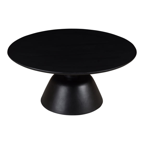 English Elm Nels Solid Mango Wood Round Coffee Table Sculpted Pedestal Base Organic Modern Living Room B2769P498417