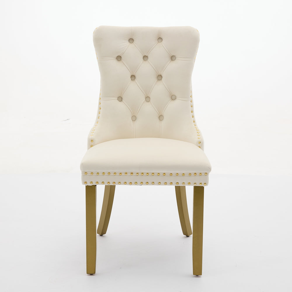 English Elm A&a Velvet Tufted Dining Chairs with Nailhead Trim Solid Wood Tapered Legs Set of 2 W1143P179487
