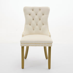 English Elm A&a Velvet Tufted Dining Chairs with Nailhead Trim Solid Wood Tapered Legs Set of 2 W1143P179487