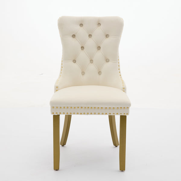 English Elm A&a Velvet Tufted Dining Chairs with Nailhead Trim Solid Wood Tapered Legs Set of 2 W1143P179487