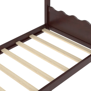 English Elm Twin House Frame Floor Bed Solid Pine Kids Room Montessori Low Profile Play Nook Espresso W1580P387837