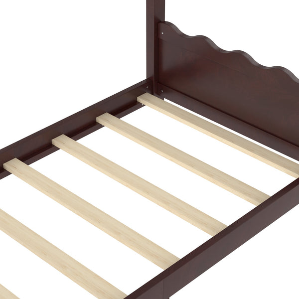 English Elm Twin House Frame Floor Bed Solid Pine Kids Room Montessori Low Profile Play Nook Espresso W1580P387837