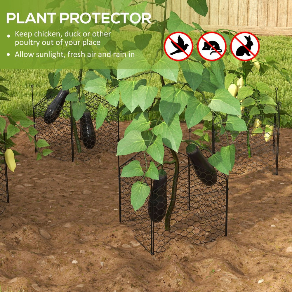 English Elm Outsunny Garden Chicken Wire Cloches, 4 Pack Metal Crop Cages For Plant Protection, Black Finish W2225P174503-GIGA